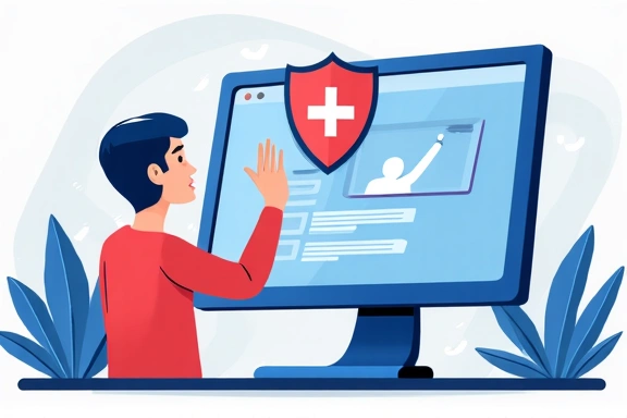 Ilustración de usuario navegando de forma segura en un sitio web