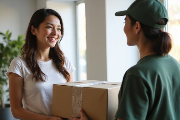 Cliente feliz recibiendo un paquete